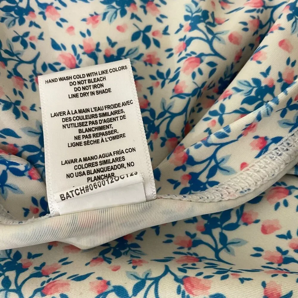 Ruffle Butts Girls Blue/Pink Floral Rash Guard Top Only Size 8 long sleeve